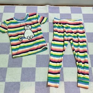 Penelope Mack Multicolor Striped Cat Pajama Set